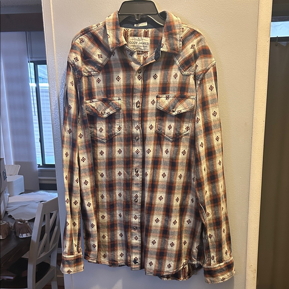 Cody James Men's Plaid Shirt - Brown and White